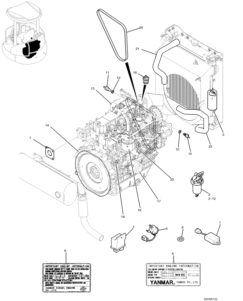 Схема запчастей Case CX50B - (01-005) - ENGINE ASSY (PH02P00015F1) (05) - SUPERSTRUCTURE