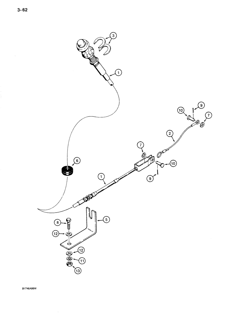 Схема запчастей Case 680K - (3-62) - HAND THROTTLE CONTROL, WITH BUTTON RELEASE (03) - FUEL SYSTEM