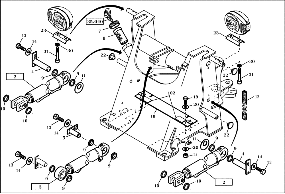 Схема запчастей Case 321D - (01.400[001]) - FRONT FRAME COMPONENTS (S/N 591052-591215) No Description