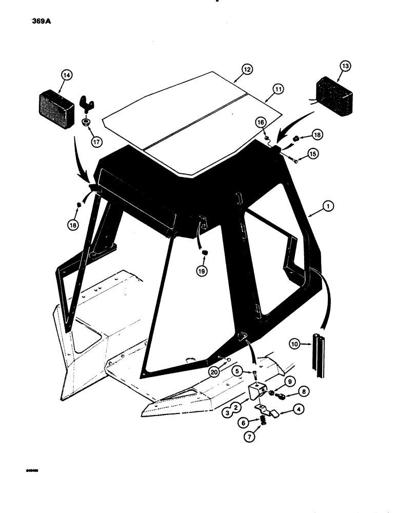 Схема запчастей Case 780B - (369A) - BROWN CAB FRAME AND LAMPS (09) - CHASSIS/ATTACHMENTS