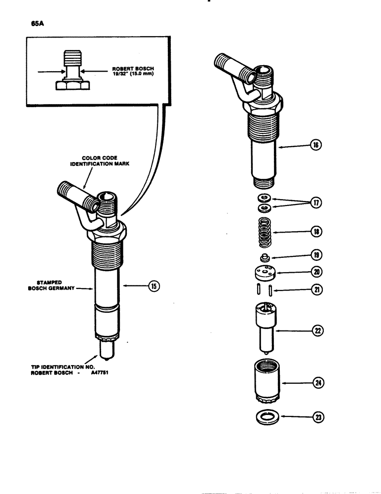 Схема запчастей Case 780B - (065A) - FUEL INJECTOR NOZZLE, 336BDT DIESEL ENGINE, WHITE COLOR CODE I.D. (03) - FUEL SYSTEM