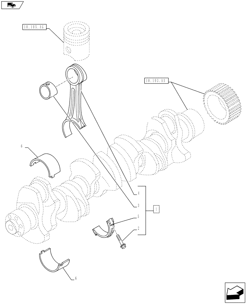 Схема запчастей Case F2CE9684U E026 - (10.105.AB) - ENGINE, CONNECTING ROD (10) - ENGINE