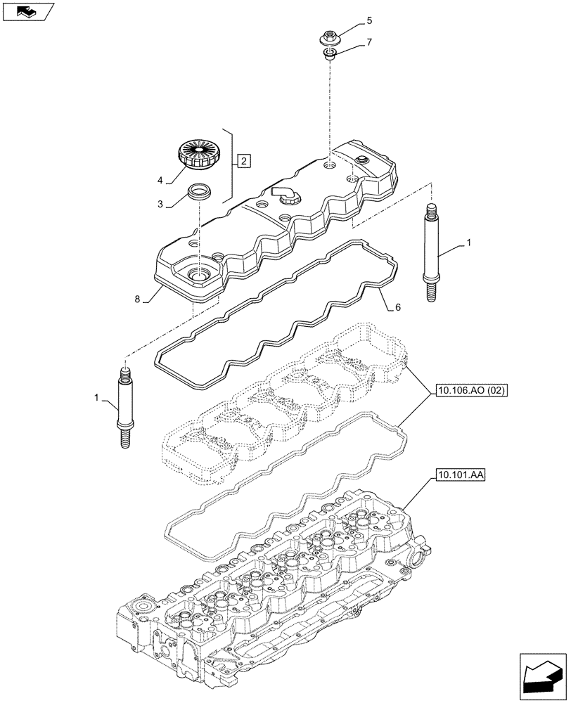 Схема запчастей Case F4HFE6138 A002 - (10.101.AB) - CYLINDER HEAD, COVER (10) - ENGINE