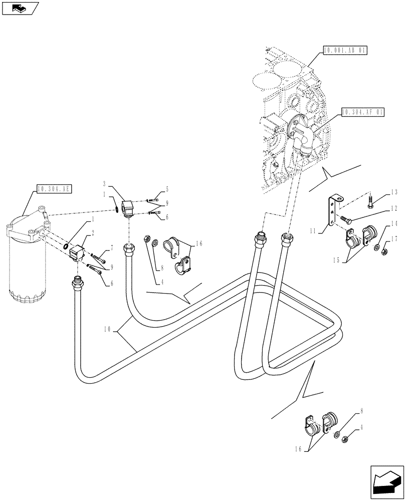 Схема запчастей Case F2CE9684U E026 - (10.304.AF[02]) - LUBRICATION LINE (10) - ENGINE