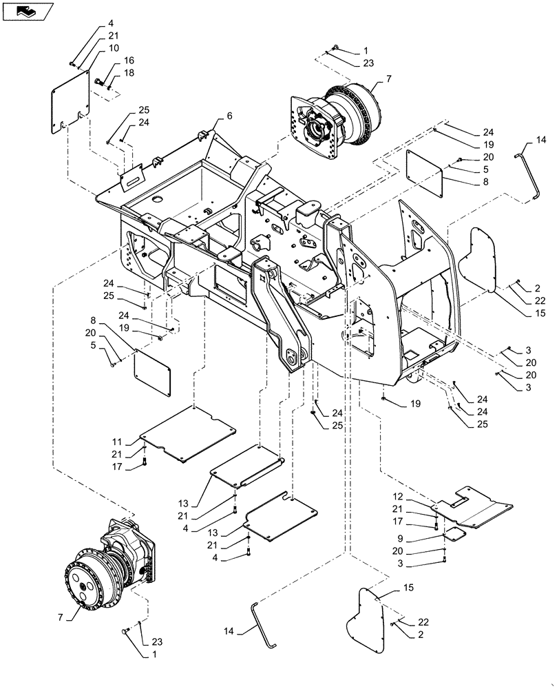 Схема запчастей Case 1650M XLT - (39.100.AB[04]) - TRACK FRAME - NARROW (39) - FRAMES AND BALLASTING