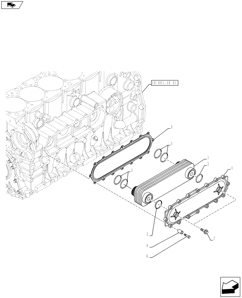 Схема запчастей Case F2CE9684U E026 - (10.408.AC) - ENGINE, HEAT EXCHANGER (10) - ENGINE