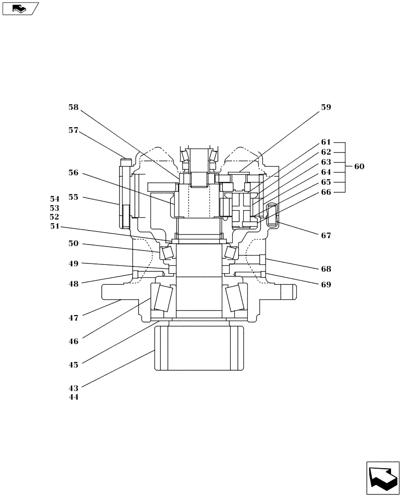 Схема запчастей Case CX130C - (35.352.AJ[02]) - MOTOR REDUCTION GEAR SWING - COMPONENTS (35) - HYDRAULIC SYSTEMS