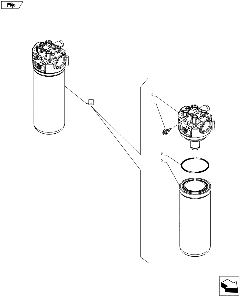 Схема запчастей Case 521F - (35.106.02[01]) - HYDRAULIC OIL FILTER ASSEMBLY (35) - HYDRAULIC SYSTEMS