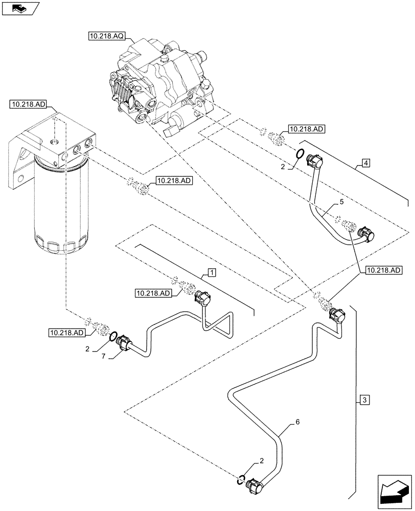 Схема запчастей Case F4HFE6138 A002 - (10.210.AF) - FUEL LINE (10) - ENGINE