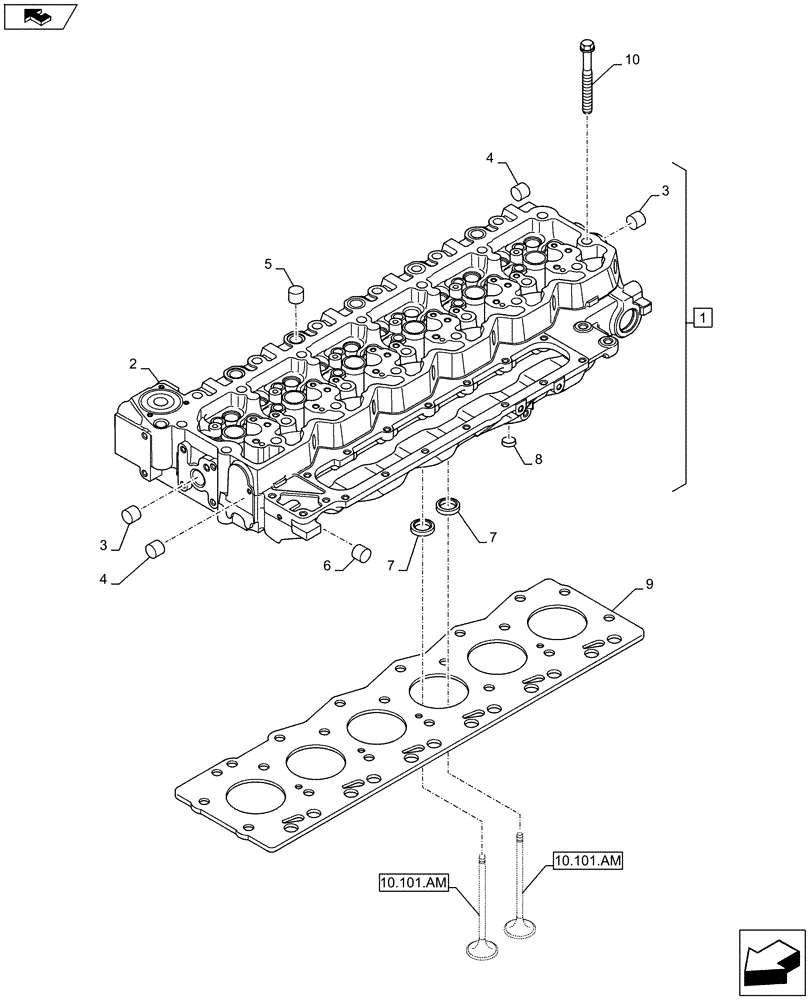 Схема запчастей Case F4HFE6138 A002 - (10.101.AA) - CYLINDER HEAD (10) - ENGINE