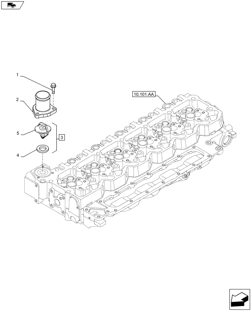 Схема запчастей Case F4HFE6138 A002 - (10.400.BC) - THERMOSTAT (10) - ENGINE