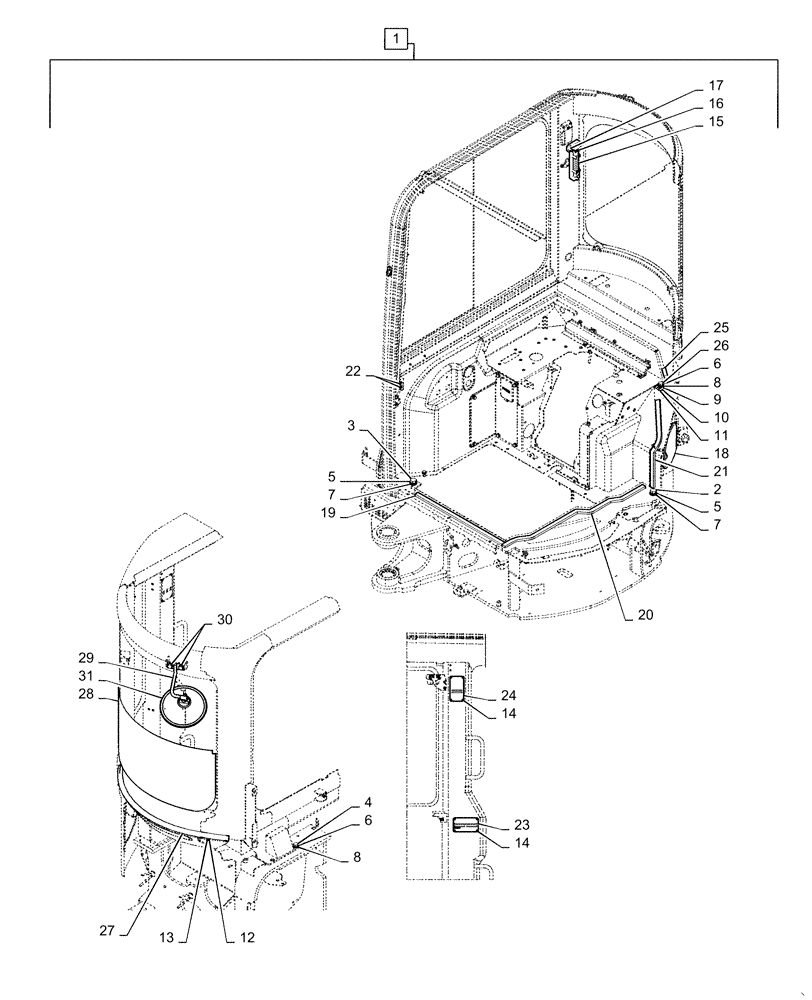 Схема запчастей Case CX36B - (01-069[09]) - CAB INSTALL (COOLER) (90) - PLATFORM, CAB, BODYWORK AND DECALS