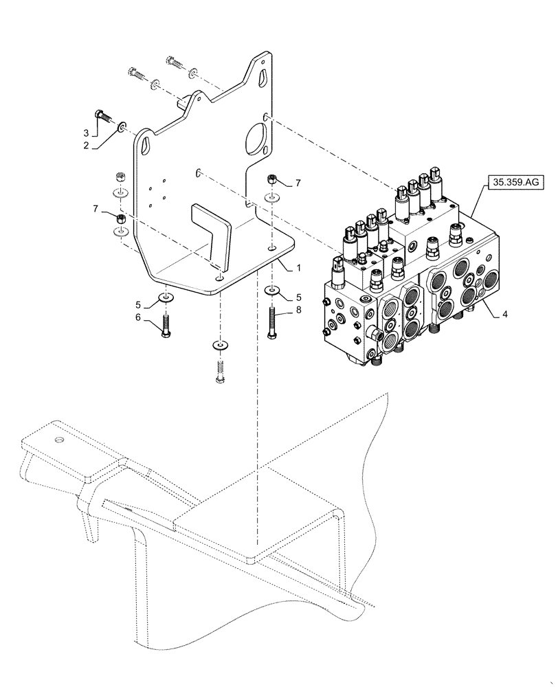 Схема запчастей Case 2050M LT - (35.102.AE[04]) - CONTROL VALVE - 4 SP W/OUT PLUGS (35) - HYDRAULIC SYSTEMS