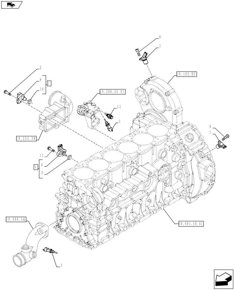 Схема запчастей Case F2CE9684U E026 - (55.015.AC) - ENGINE - SENSOR (55) - ELECTRICAL SYSTEMS