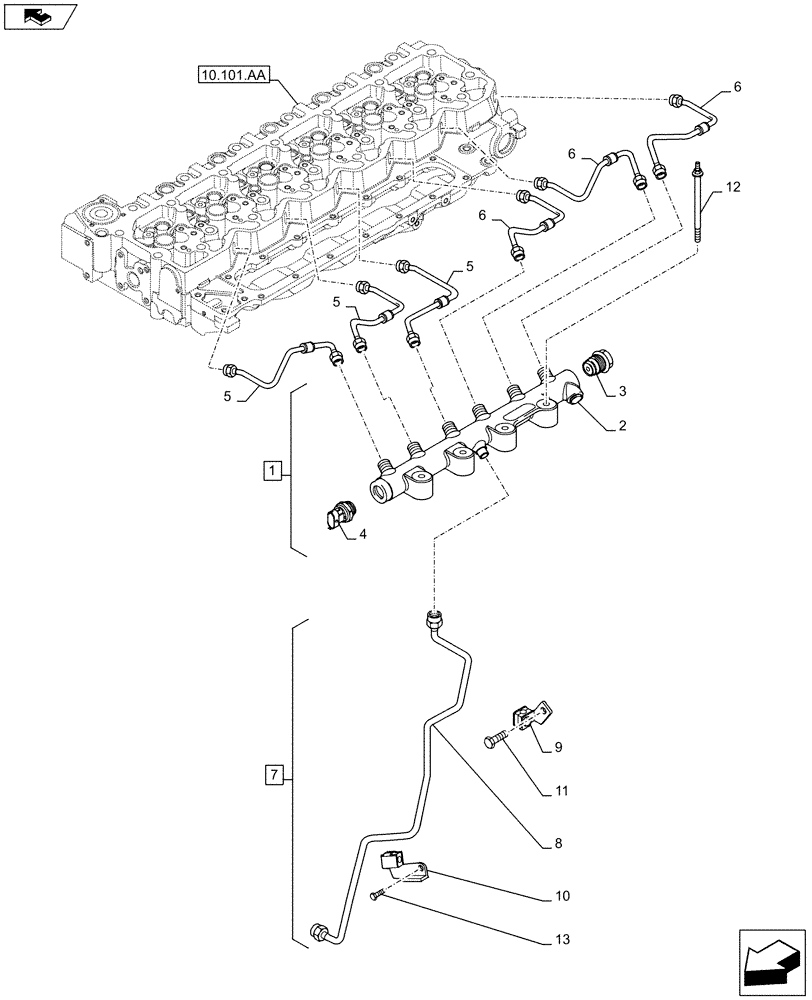 Схема запчастей Case F4HFE6138 A002 - (10.218.AI[01]) - INJECTION PIPE (10) - ENGINE