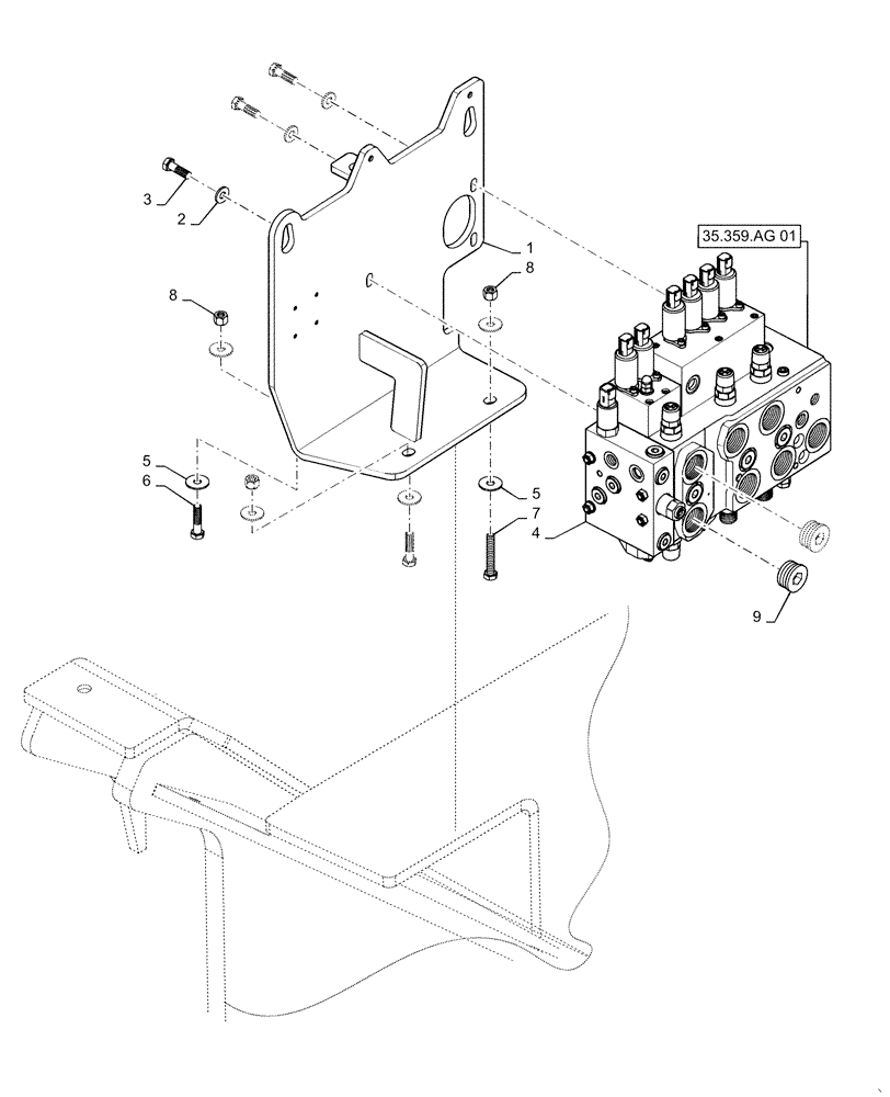 Схема запчастей Case 2050M LT - (35.102.AE[02]) - CONTROL VALVE - 3 SP BD PLUGS (35) - HYDRAULIC SYSTEMS