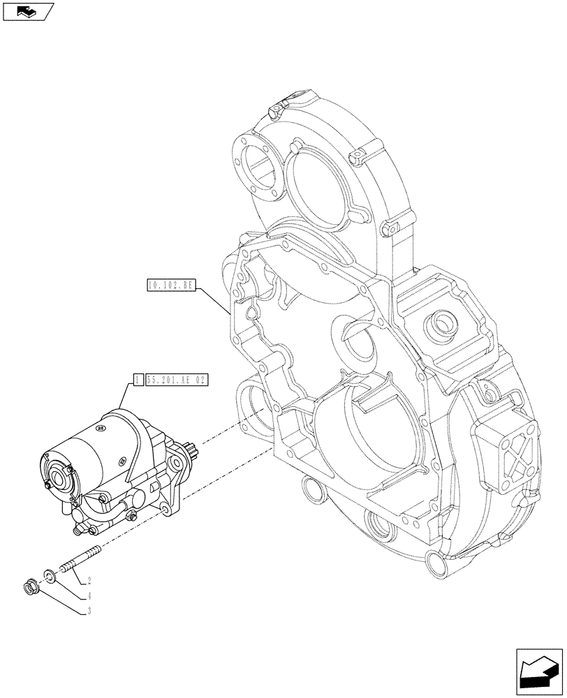 Схема запчастей Case F2CE9684U E026 - (55.201.AE[01]) - STARTER MOTOR (55) - ELECTRICAL SYSTEMS