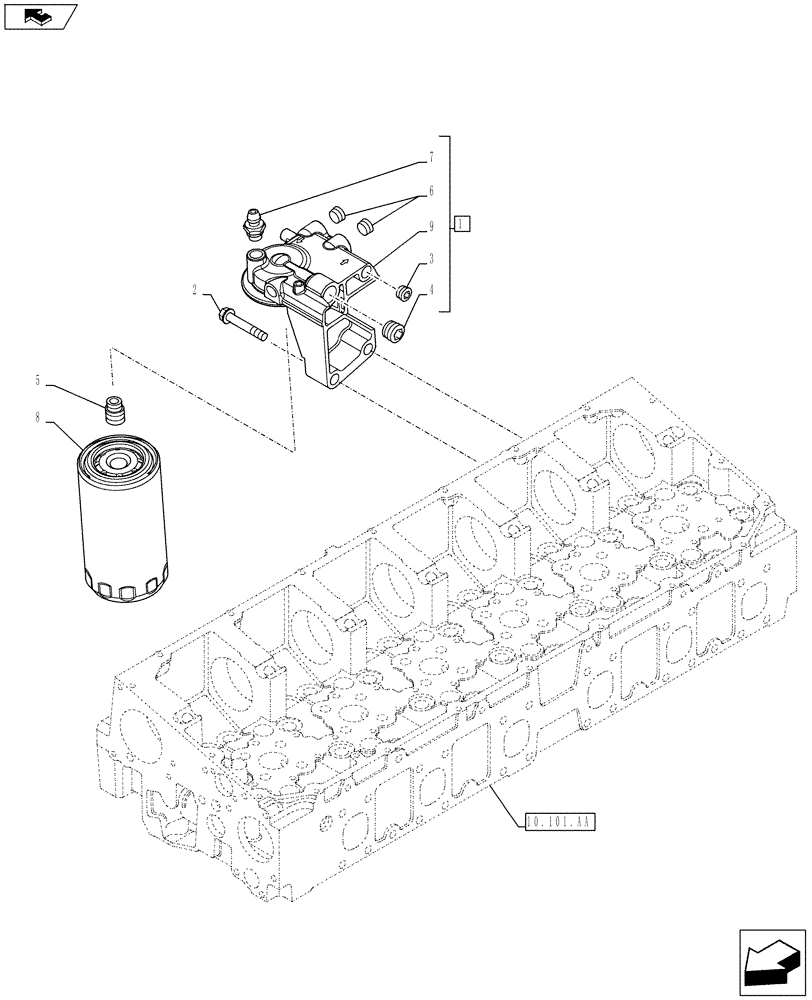 Схема запчастей Case F2CE9684U E026 - (10.206.AG[01]) - FUEL FILTER (10) - ENGINE