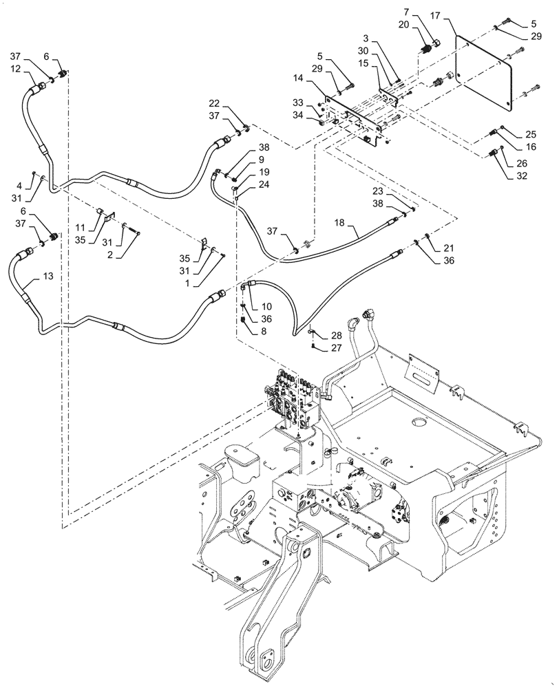 Схема запчастей Case 1650M WT/LGP - (35.525.AA[03]) - HYDRAULIC WINCH LINES (35) - HYDRAULIC SYSTEMS