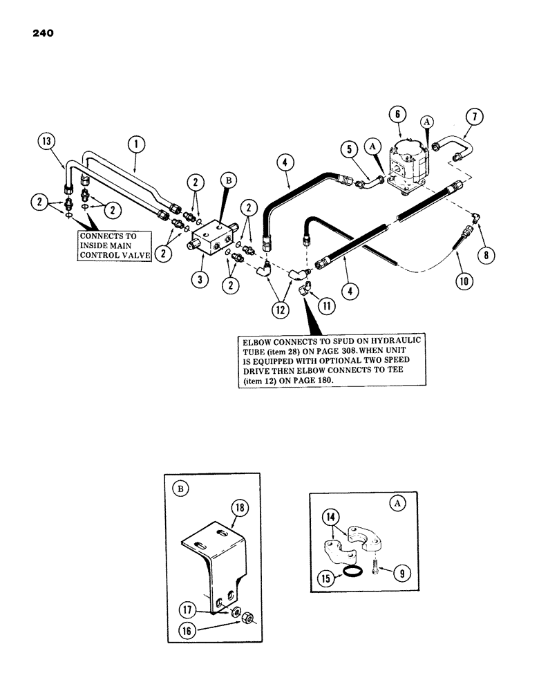 Схема запчастей Case 980B - (240) - SWING MOTOR TUBING, (USED ON UNITS WITH PIN 6204051 AND AFTER) (07) - HYDRAULIC SYSTEM