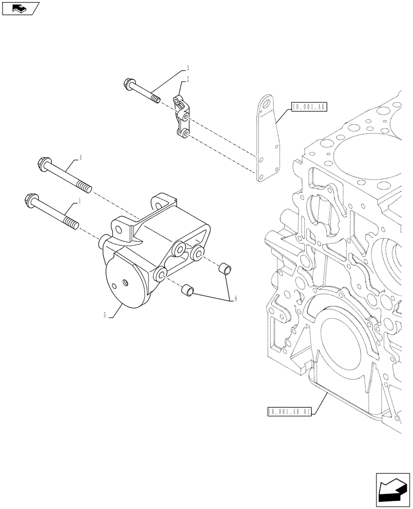 Схема запчастей Case F2CE9684U E026 - (55.301.AB) - ALTERNATOR, SUPPORT (55) - ELECTRICAL SYSTEMS