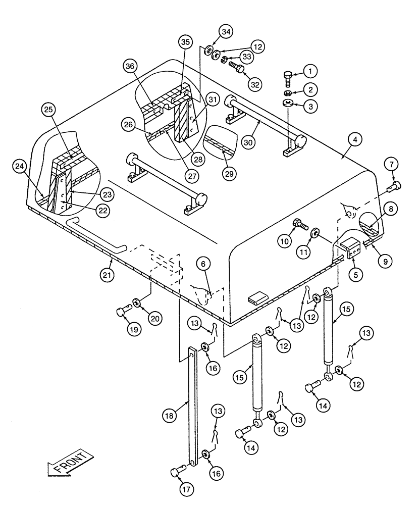 Схема запчастей Case 9060 - (9-20) - UPPER STRUCTURE, HOOD AND RELATED PARTS (09) - CHASSIS/ATTACHMENTS