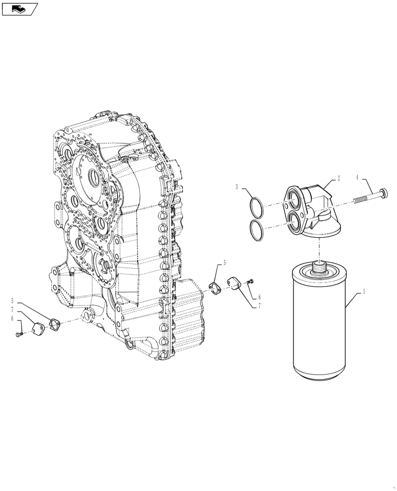 Схема запчастей Case 521F - (21.105.01) - TRANSMISSION OIL FILTER (21) - TRANSMISSION