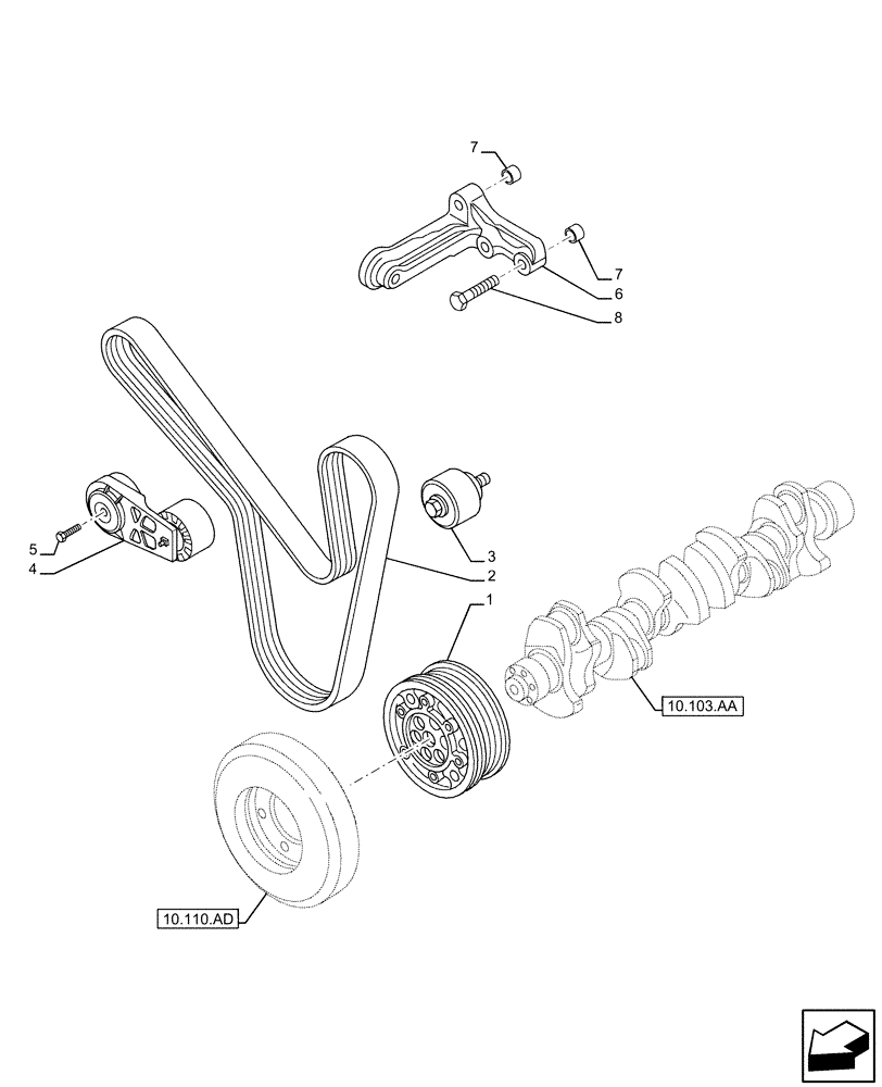 Схема запчастей Case F2CE9684U E026 - (10.103.AG) - PULLEY DRIVE (10) - ENGINE