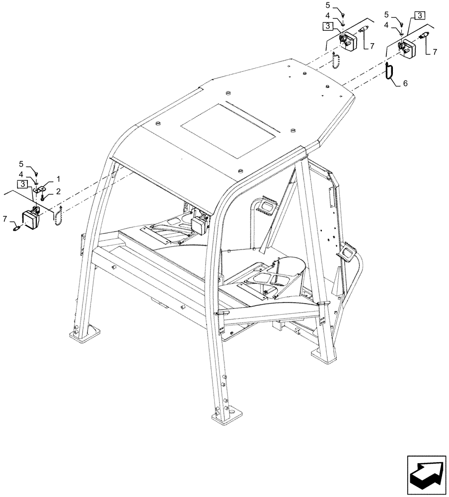 Схема запчастей Case 1650M XLT - (55.404.BS[03]) - LAMP, CANOPY W/O SWEEPS (55) - ELECTRICAL SYSTEMS