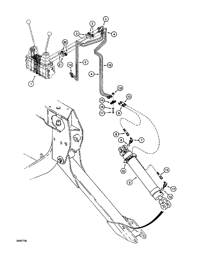 Схема запчастей Case 860 - (8-030) - BACKHOE STABILIZER CYLINDER HYDRAULIC CIRCUIT (08) - HYDRAULICS