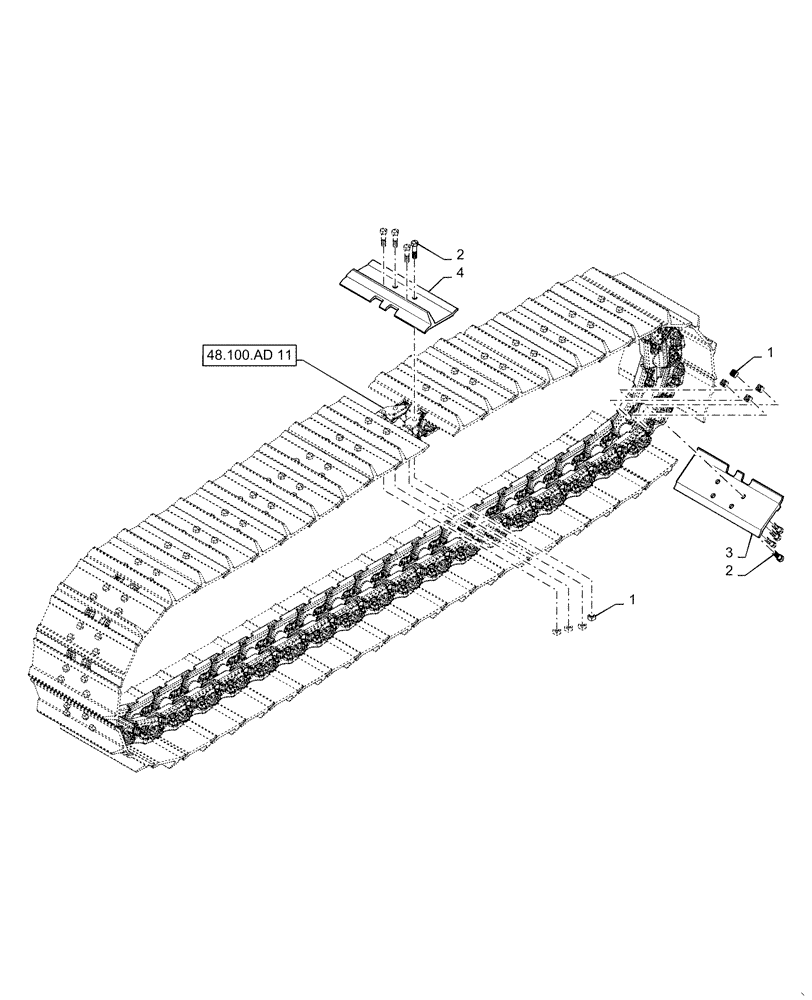 Схема запчастей Case 1650M WT/LGP - (48.100.AD[03]) - TRACK ASSEMBLY 32" CELT (48) - TRACKS & TRACK SUSPENSION