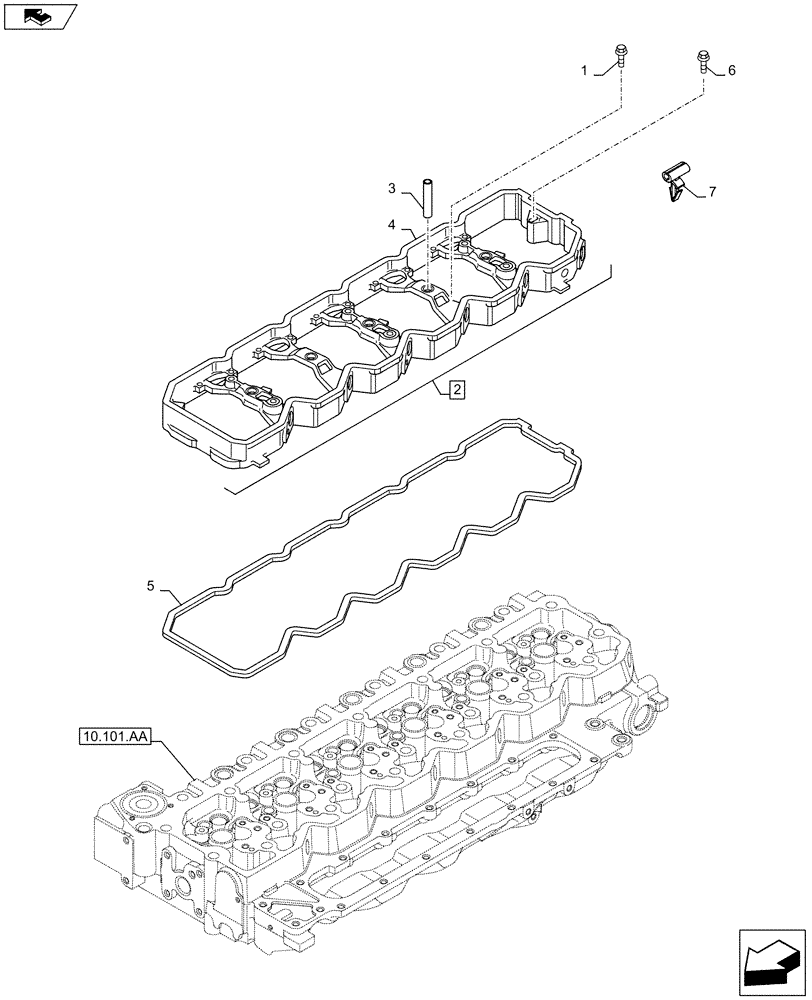 Схема запчастей Case F4HFE6138 A002 - (10.106.AO[02]) - ROCKER ARM, HOUSING & COVERS (10) - ENGINE