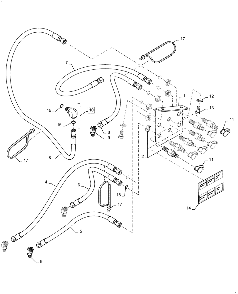 Схема запчастей Case 1650M WT/LGP - (35.525.AA[02]) - DIAGNOSTIC HOSE (35) - HYDRAULIC SYSTEMS