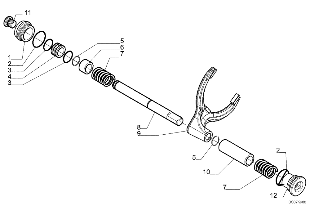 Схема запчастей Case 590SM - (06-45) - 87395386 AXLE, REAR DRIVE - DIFFERENTIAL LOCK (06) - POWER TRAIN