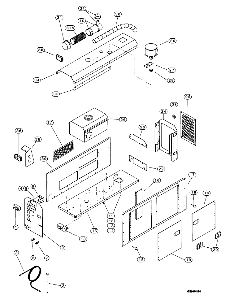 Схема запчастей Case 200TX - (9-24) - ENGINE ENCLOSURE 