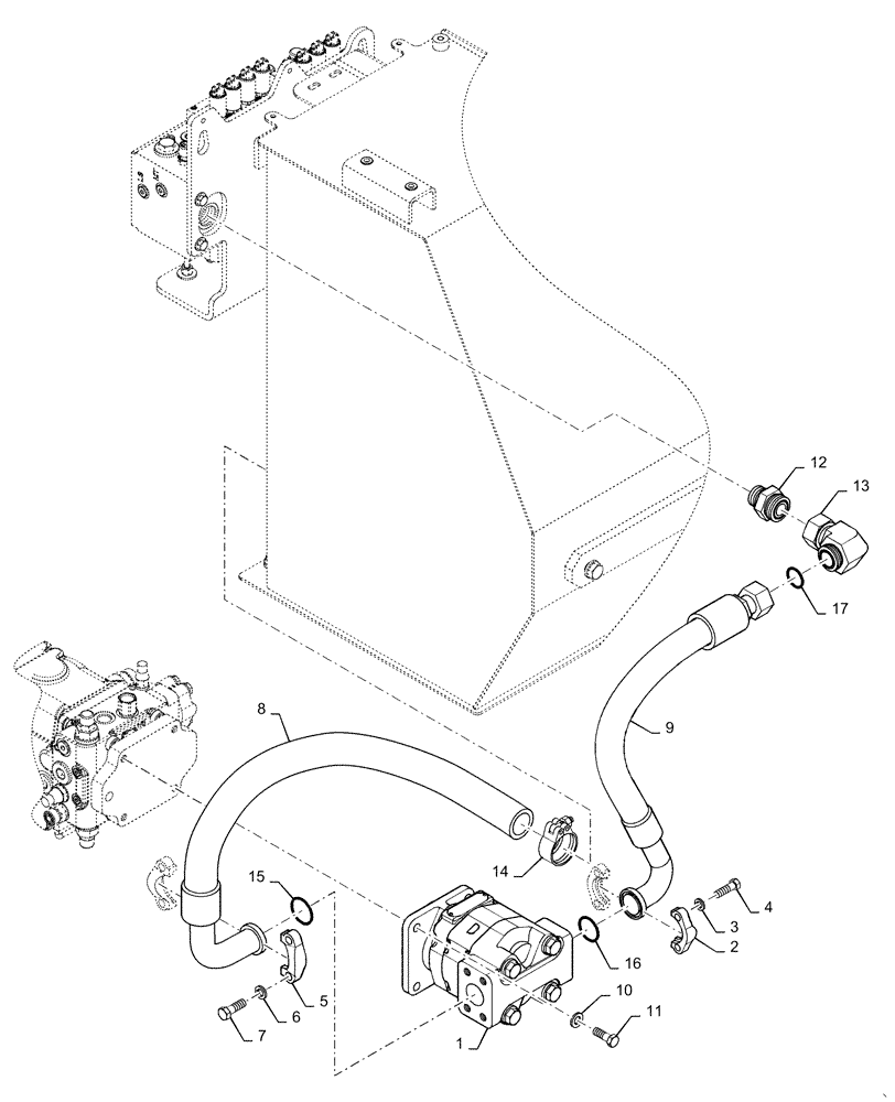 Схема запчастей Case 1150M LT - (35.104.AA[01]) - WINCH PROVISION PUMP W/O PTO (35) - HYDRAULIC SYSTEMS