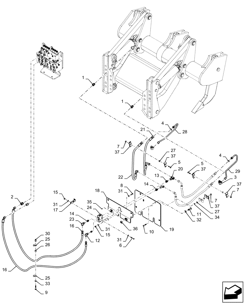 Схема запчастей Case 1150M WT/LGP - (35.742.AB[01]) - RIPPER HYDRAULIC SYSTEM (35) - HYDRAULIC SYSTEMS