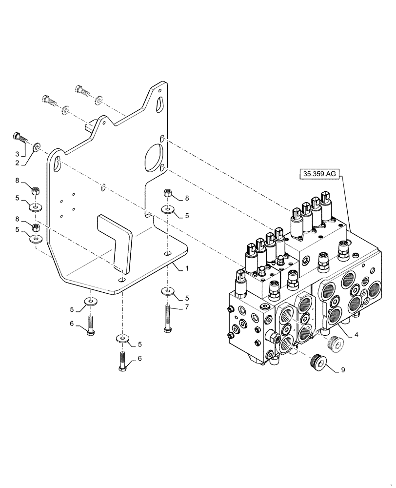 Схема запчастей Case 2050M LT - (35.102.AE[01]) - CONTROL VALVE - 4 SP W/PLUGS (35) - HYDRAULIC SYSTEMS