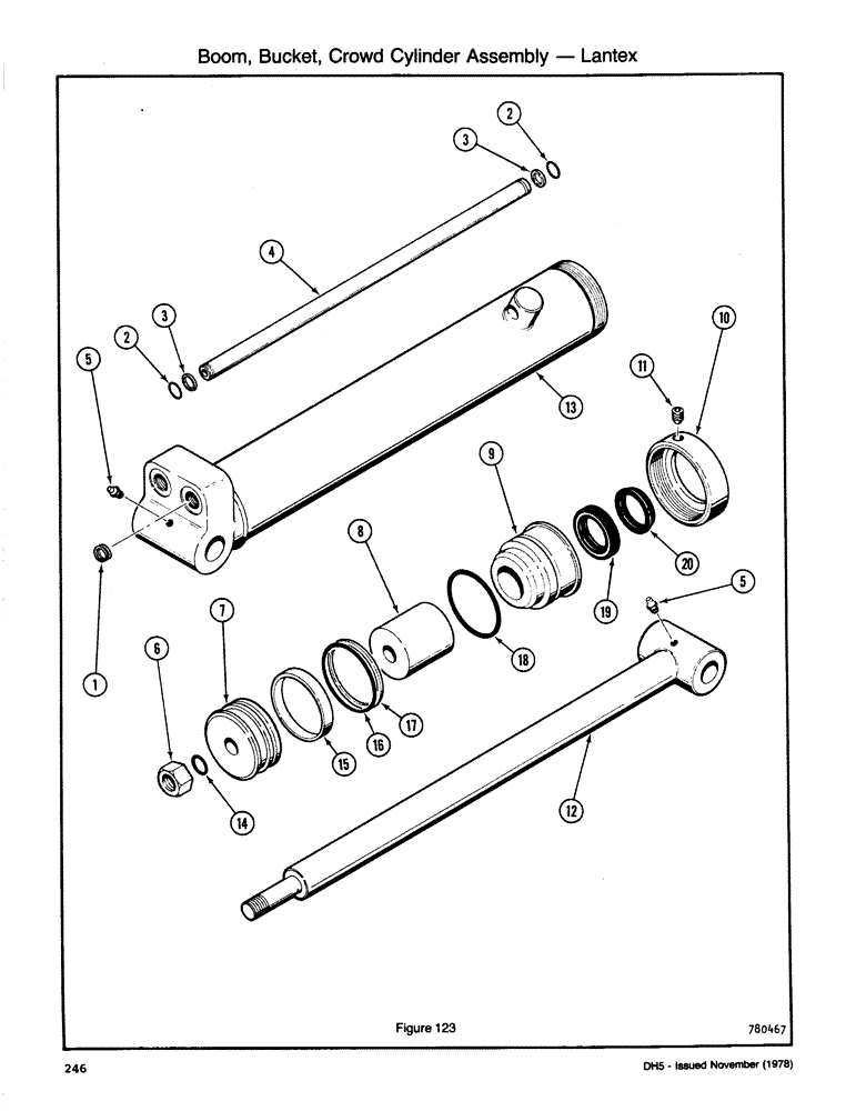 Схема запчастей Case DH5 - (246) - BOOM, BUCKET, CROWD CYLINDER ASSEMBLY - LANTEX (35) - HYDRAULIC SYSTEMS