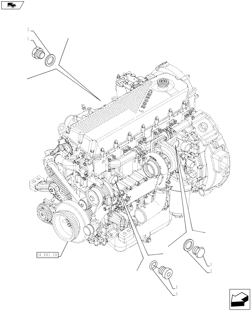 Схема запчастей Case F2CE9684U E026 - (10.408.AA) - ENGINE - COOLING SYSTEM - PLUG (10) - ENGINE