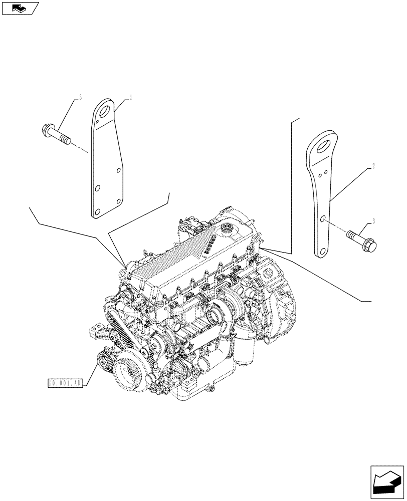 Схема запчастей Case F2CE9684U E026 - (10.001.AK) - ENGINE - HOOK (10) - ENGINE