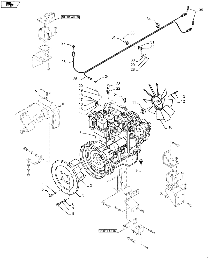 Схема запчастей Case SV211 - (10.001.AK[01]) - ENGINE - INSTALLATION (10) - ENGINE