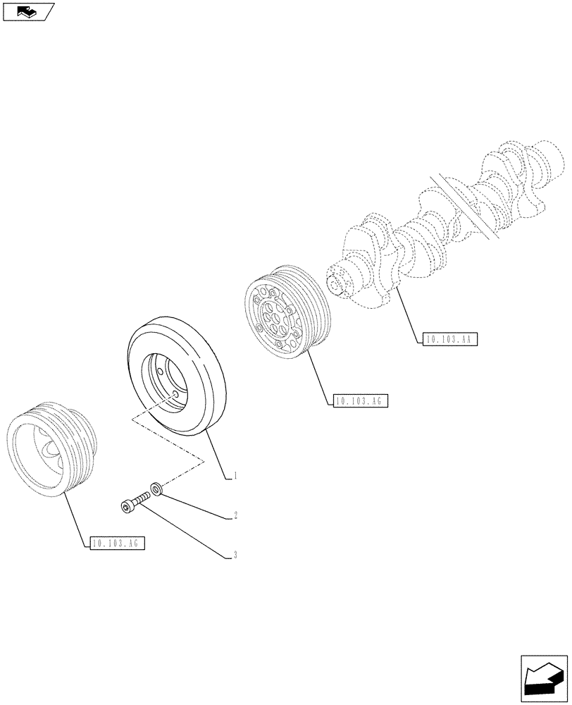 Схема запчастей Case F2CE9684U E026 - (10.110.AD) - CRANKSHAFT, DAMPER (10) - ENGINE