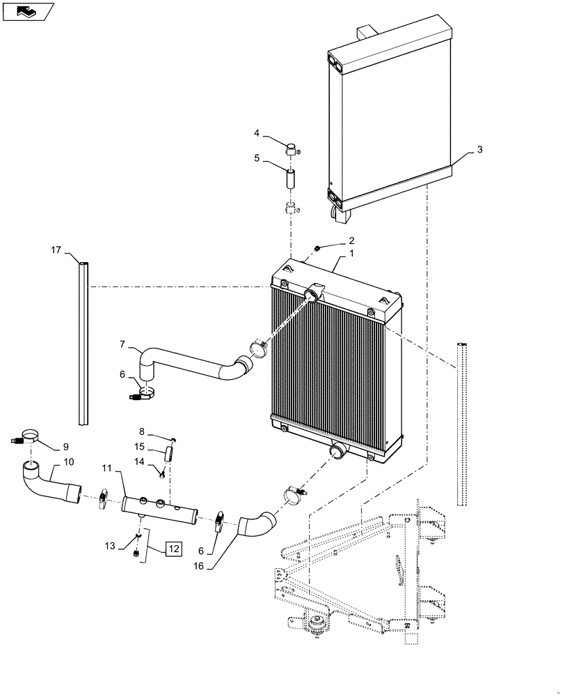 Схема запчастей Case 1650M XLT - (10.400.BE[06]) - RADIATOR AND OIL COOLER (10) - ENGINE