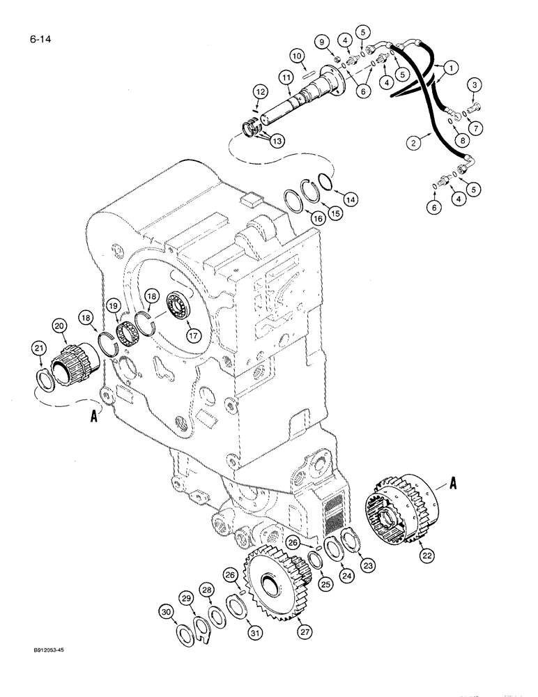 Схема запчастей Case 621 - (6-14) - TRANSMISSION ASSEMBLY, FORWARD AND LOW CLUTCHES, P.I.N. JAK0021701 THRU JAK0027511 (06) - POWER TRAIN