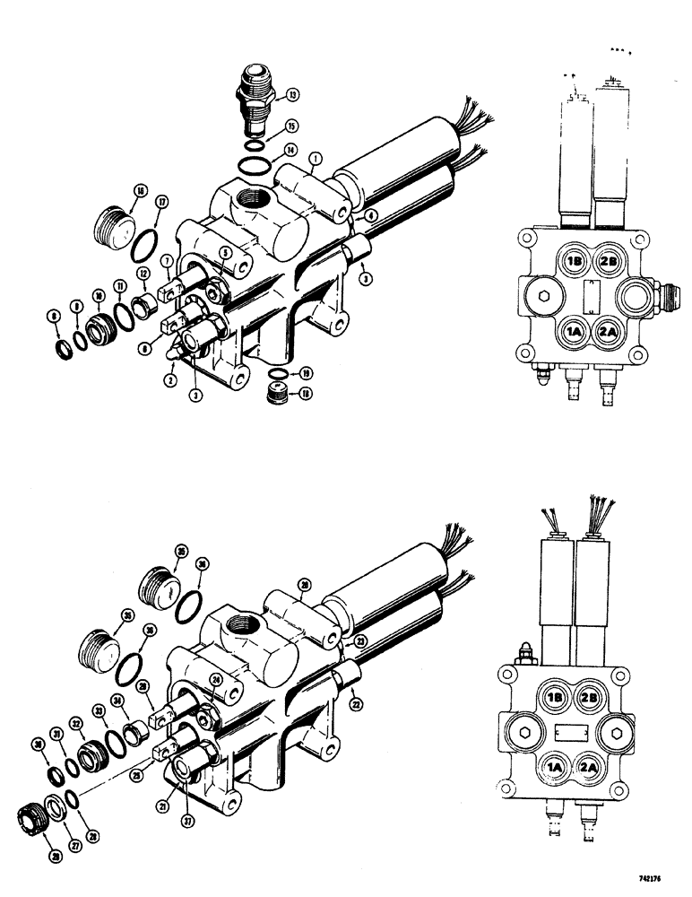 Схема запчастей Case W20 - (312) - LOADER CONTROL VALVE (2 SPOOL) (08) - HYDRAULICS