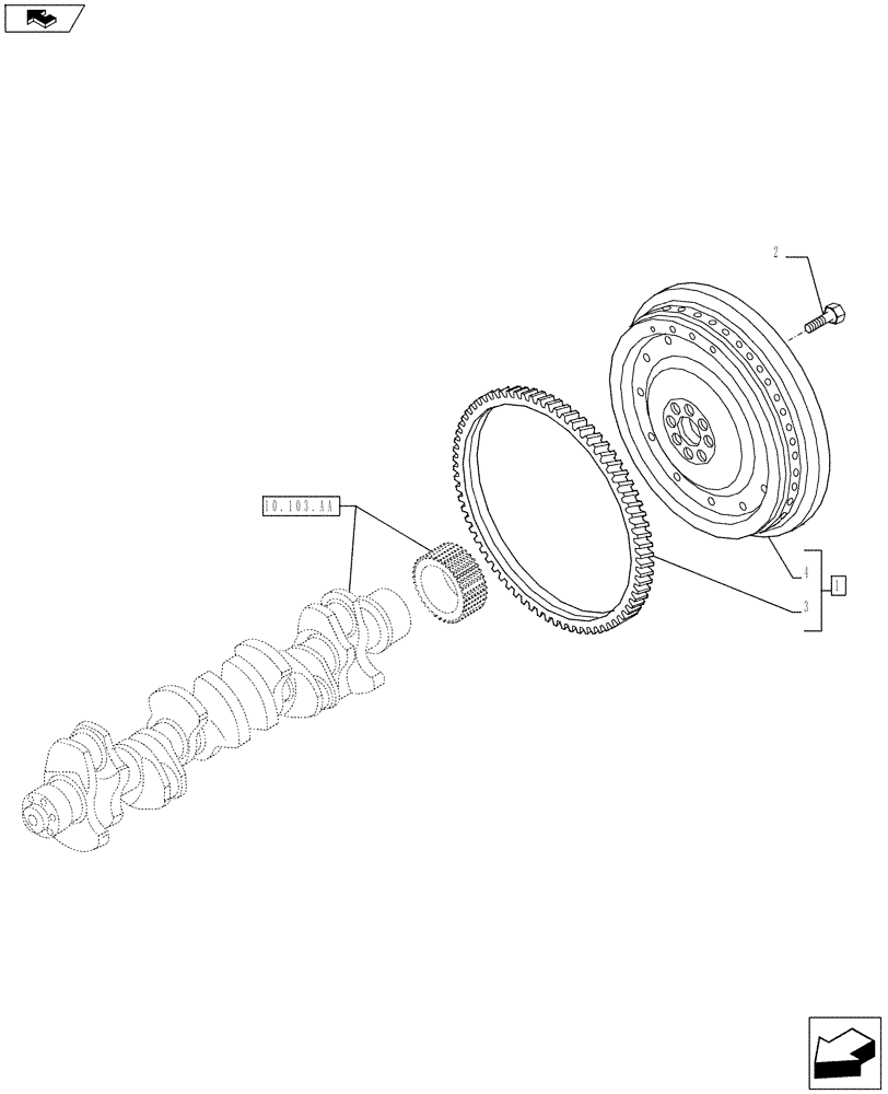 Схема запчастей Case F2CE9684U E026 - (10.103.AH) - ENGINE FLYWHEEL (10) - ENGINE