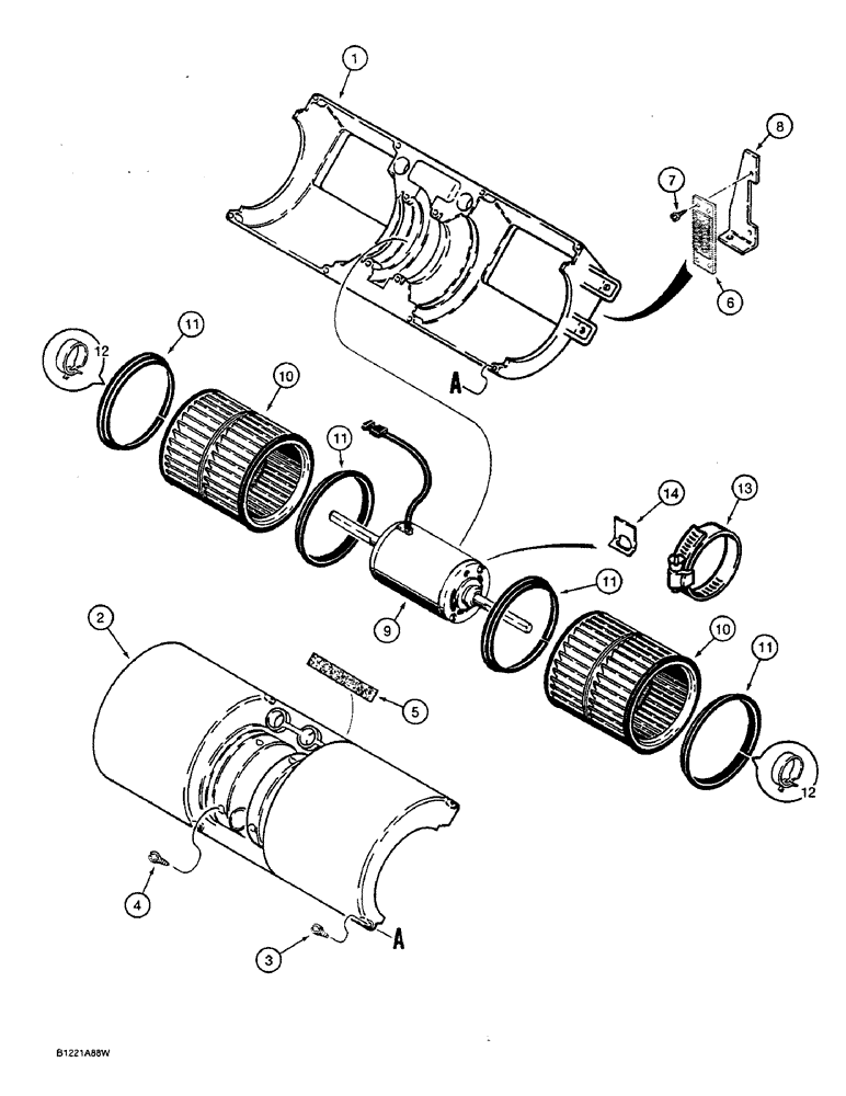 Схема запчастей Case W36 - (4-190) - CAB BLOWER - SERVICE REPLACEMENT (04) - ELECTRICAL SYSTEMS