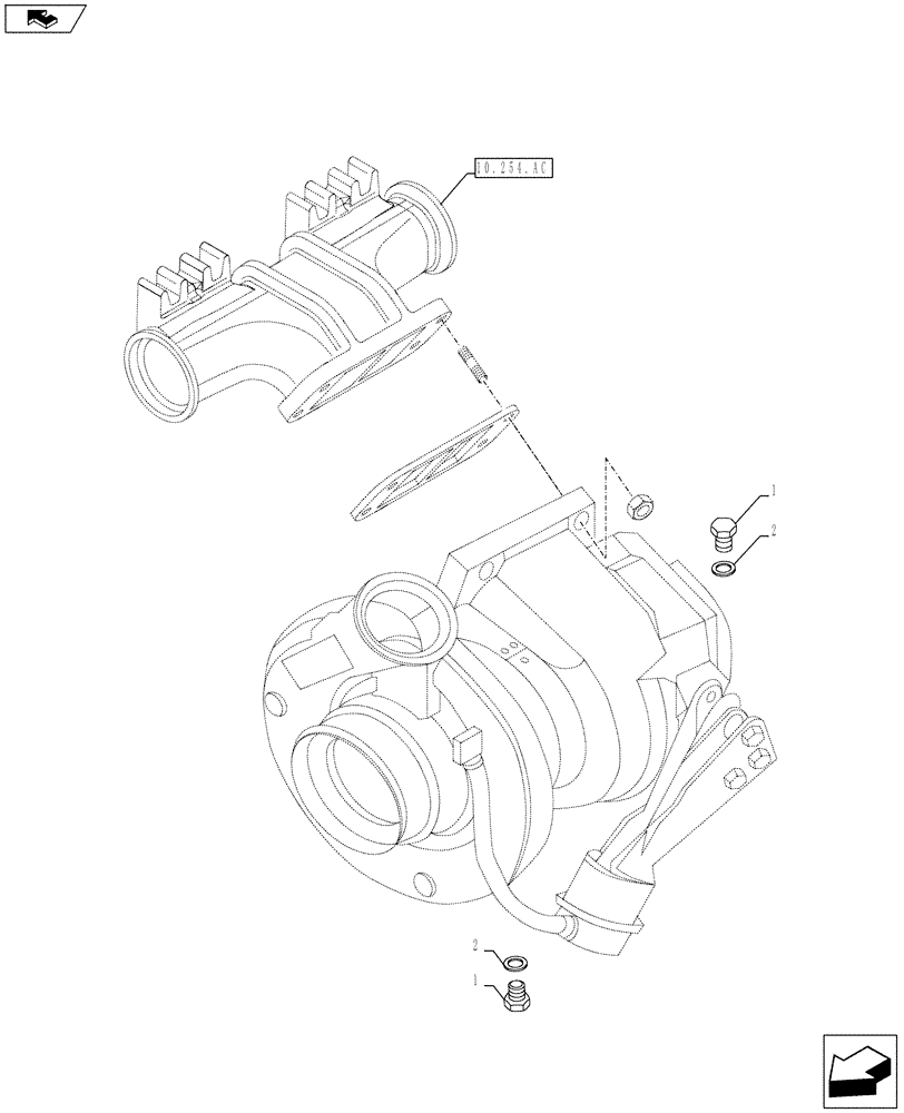 Схема запчастей Case F2CE9684U E026 - (10.250.AC[01]) - TURBOCHARGER (10) - ENGINE