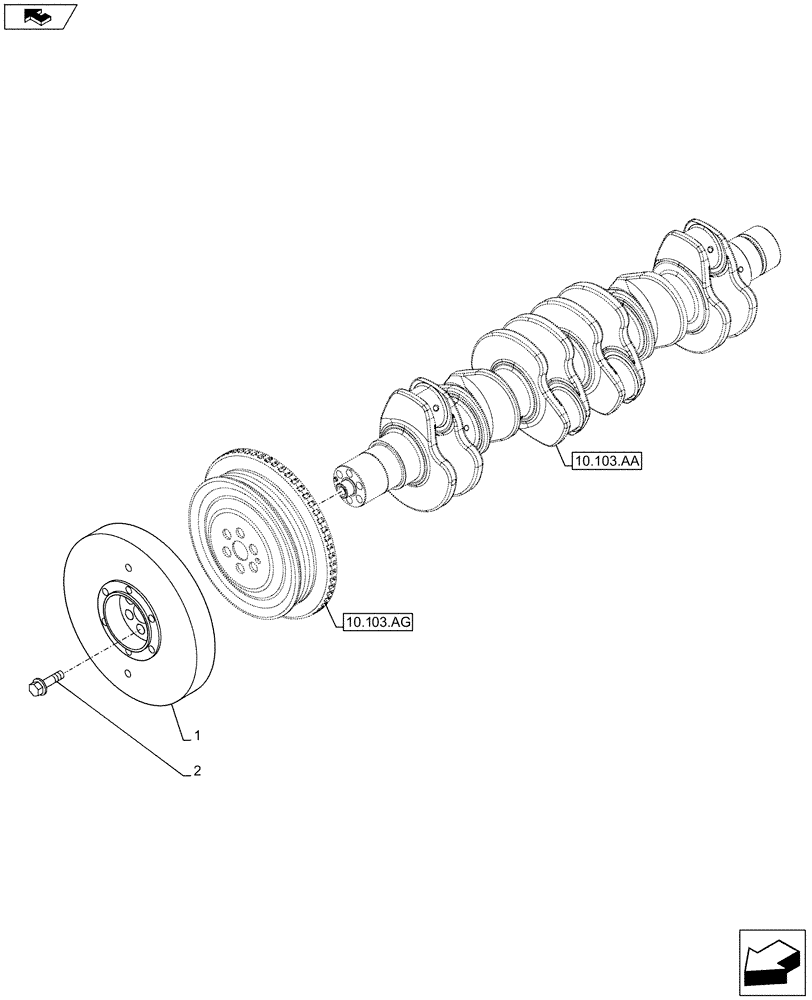 Схема запчастей Case F4HFE6138 A002 - (10.110.AD) - CRANKSHAFT, DAMPER (10) - ENGINE